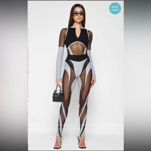Maniere De Voir Black and Gray Sheer Jumpsuit